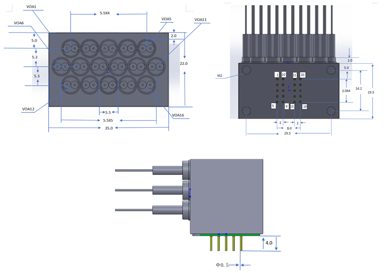  MEMS Variable Attenuation Array Product Dimensions